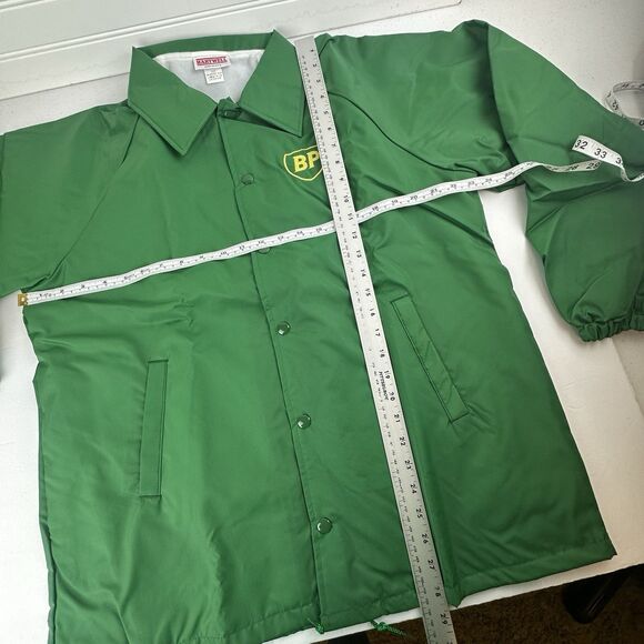 VTG Green BP Logo Jacket Gas Station Attendant Workwear Coat Men's L USA Made - Picture 12 of 13